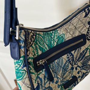 Vera Bradley cross body mini Vivian Santiago quilted faux leather trim